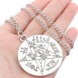 Silver Engraved Star Pendant Long Twisted Curb Chain Necklace NEW